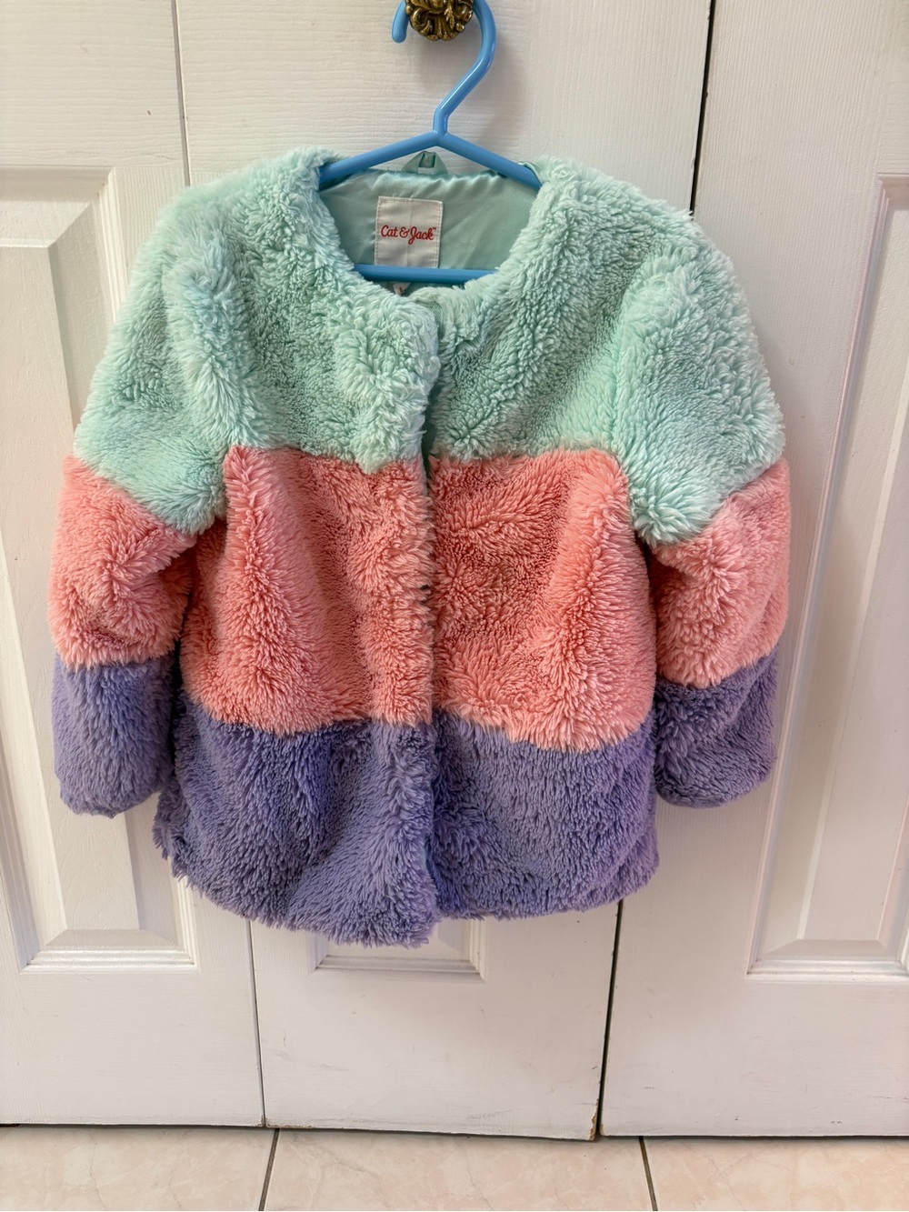 Cat & Jack Plush Colorblock Jacket in Mint, Pink & Lavender
